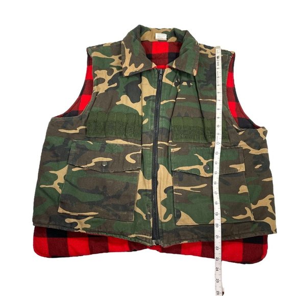 Vintage Game Winner Vest Camouflage Buffalo Plaid Reversible Hunting 80s- Medium - Picture 14 of 14